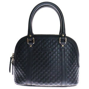 GUCCI Guccissima Shoulder Bag Handbag Black Leather